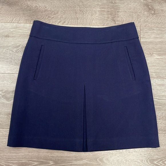 Loft Navy Center Pleat Lined Skirt 8 - Picture 3 of 11